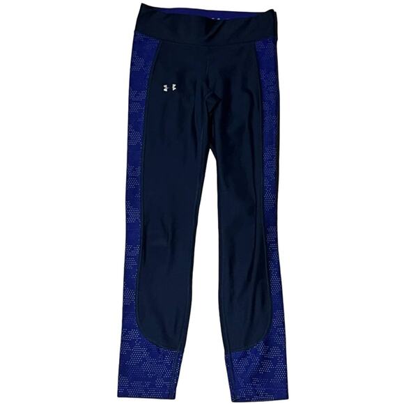 Under Armour Blue Geometric Print Compression Athletic Leggings XS Workout - Picture 8 of 13